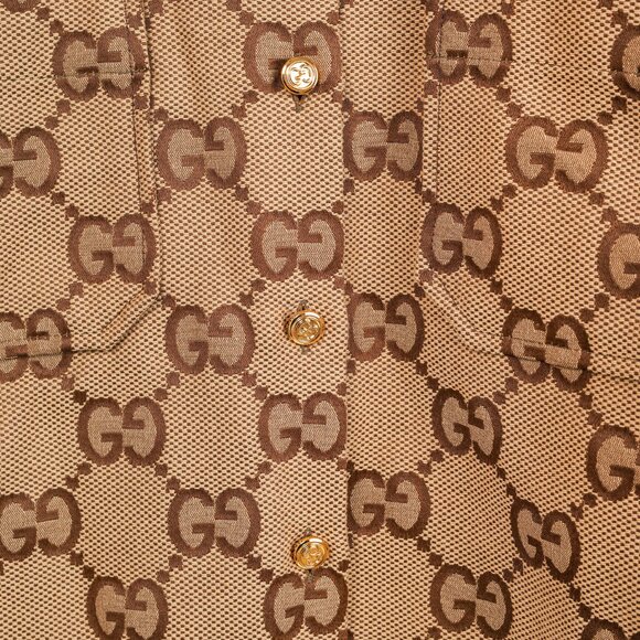 Gucci Camel Ebony Maxi GG Canvas Utility Shirt - Picture 8 of 15